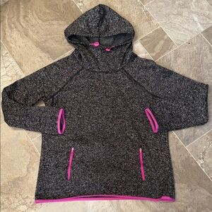 Hyba granite, Grey XL Hoodie Pink Accents zip pockets, cinch hood super soft